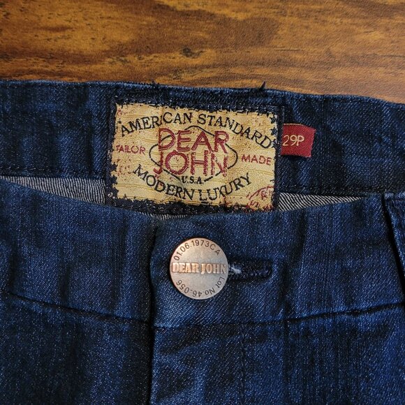 Dear John Jeans 29 P Trouser Flare Mid Rise Blizzard Dark Wash Stretch Denim - Picture 4 of 12